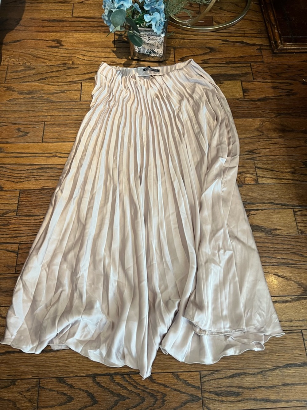 Zara Pleated Maxi Skirt in Pale Blush